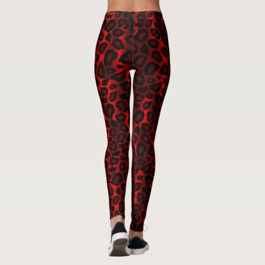 Leggings Poster de animal du léopard rouge foncé (Dos)