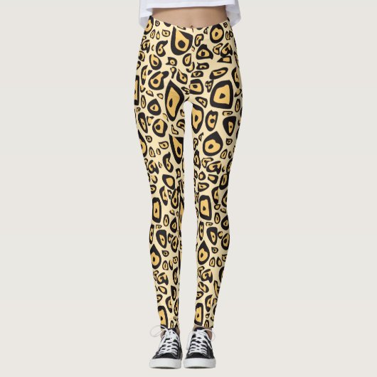 Leggings poster de animal Jaguar clair Jaune et orange  (Devant)