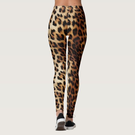 Leggings Poster de animal Leopard à crème Brown (Dos)