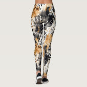 Leggings Poster de animal léopard à crème noire sauvage (Dos)