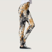 Leggings Poster de animal léopard à crème noire sauvage (Droite)