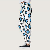 Leggings Poster de animal Léopard Blanc Bleu (Gauche)