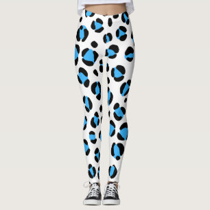 Leggings Poster de animal Léopard Blanc Bleu