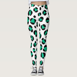 Leggings Poster de animal léopard blanc noir vert