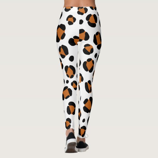 Leggings Poster de animal Léopard blanc orange (Dos)