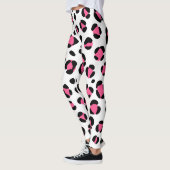 Leggings Poster de animal léopard blanc rose (Gauche)