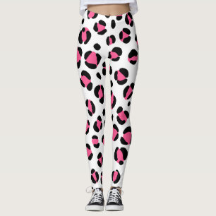 Leggings Poster de animal léopard blanc rose