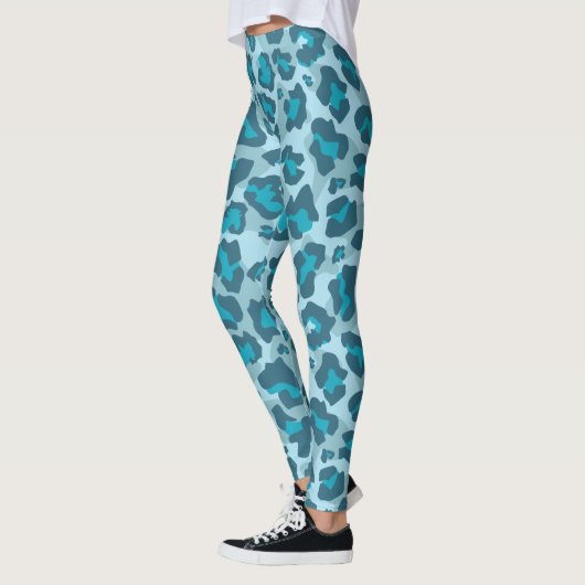 Leggings Poster de animal léopard bleu et gris (Gauche)