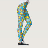 Leggings Poster de animal léopard bleu et jaune (Droite)