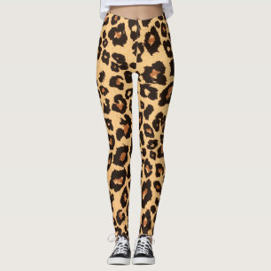 Leggings Poster de animal Léopard Brown orange jaune