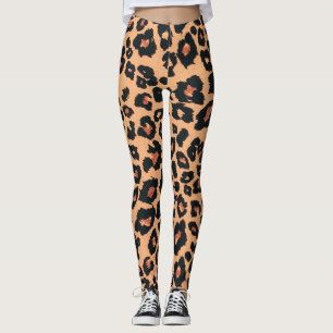 Leggings Poster de animal Léopard Brown rouge orange