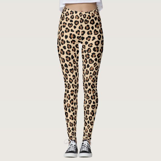Leggings Poster de animal, Léopard Brown, Spots de guépard, (Devant)