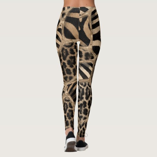 Leggings Poster de animal - Leopard et Zebra - or pastel (Dos)