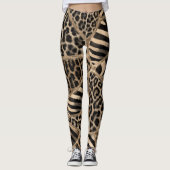 Leggings Poster de animal - Leopard et Zebra - or pastel (Devant)