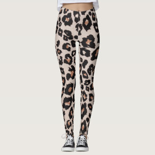 Leggings Poster de animal Léopard noir Brown gris