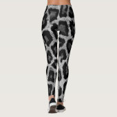 Leggings Poster de animal léopard noir gris (Dos)