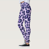 Leggings Poster de animal Léopard Noir Gris Violet (Gauche)