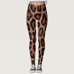 Leggings Poster de animal Léopard Noir Rouge Or Brown
