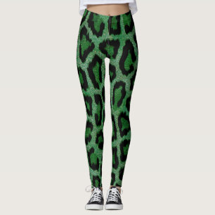Leggings Poster de animal léopard noir vert