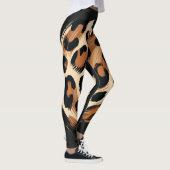 Leggings Poster de animal léopard peint en crème Brown noir (Droite)