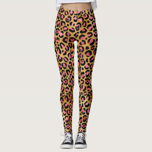 Leggings Poster de animal léopard rose et or, cadeau léopar