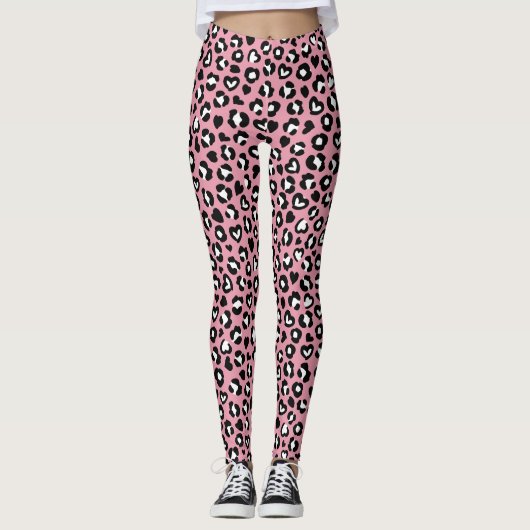 Leggings Poster de animal, Léopard Rose, Zones De Cheetah,  (Devant)