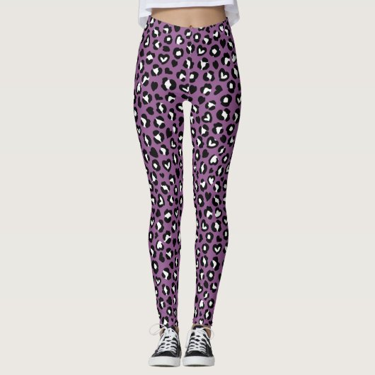 Leggings Poster de animal, Léopard Violet, Spots De Cheetah (Devant)
