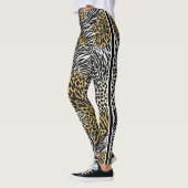 Leggings Poster de animal mixte Zebra Leopard Tiger Impress (Gauche)