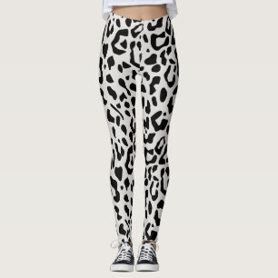 Leggings Poster de animal moderne chic léopard de neige Mot