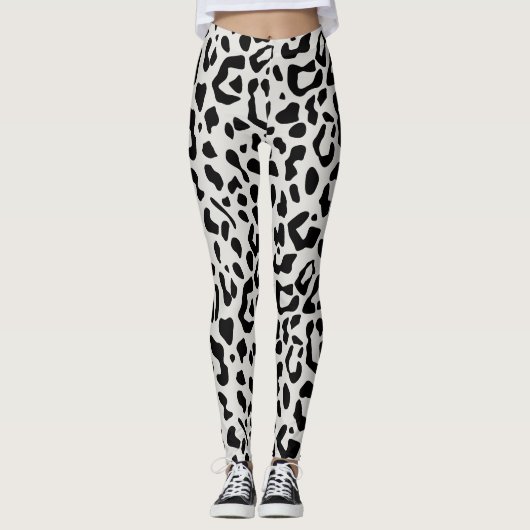 Leggings Poster de animal moderne chic léopard de neige Mot (Devant)