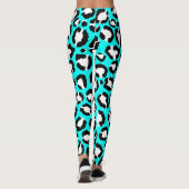 Leggings Poster de animal moderne Cyan Blue Leopard (Dos)