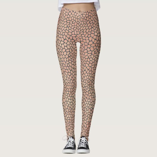 Leggings Poster de animal moderne en mosaïque rose et gris (Devant)