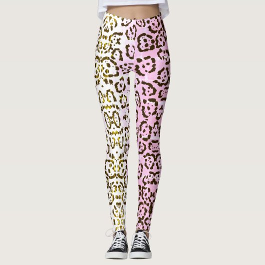 Leggings Poster de animal Pale Rose Cheetah Pop Art Chat (Devant)