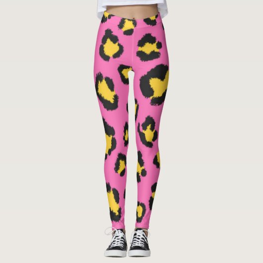 Leggings Poster de animal rose Cheetah Leopard tacheté (Devant)