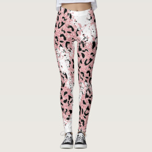 Leggings Poster de animal rose et noir sur blanc