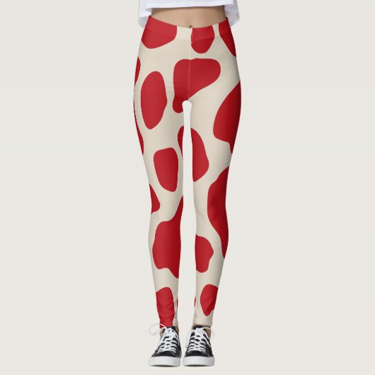 Leggings posters de animaux rouges (Devant)