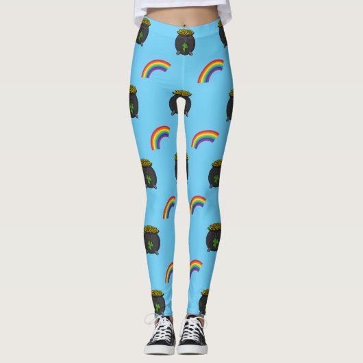 Leggings Pot de dessin en or arc-en-ciel (Devant)