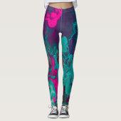 Leggings Potion Queen's Magenta & Turquoise Abstrait Smoke  (Devant)