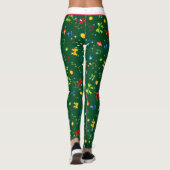 Leggings Potpourri d'éléments de Noël sur VERT (Dos)