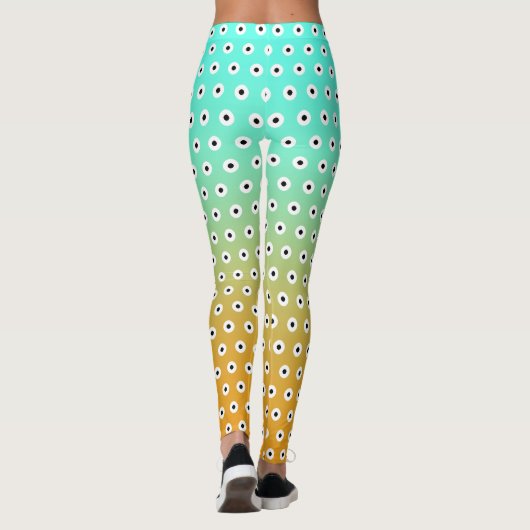 Leggings POUCE BLANC/Noir CUITE Sur Turquoise/Or (Dos)