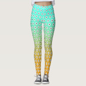 Leggings POUCE BLANC/Noir CUITE Sur Turquoise/Or (Devant)