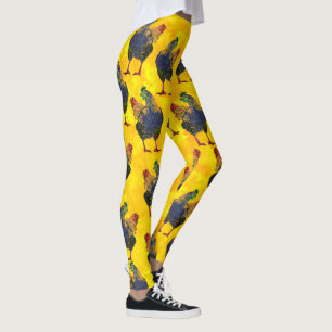 Leggings Poule colorée sur le jaune - guêtres