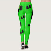 Leggings Poulet Noir Sur Vert Lime, (Dos)