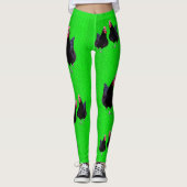 Leggings Poulet Noir Sur Vert Lime, (Devant)