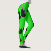 Leggings Poulet Noir Sur Vert Lime, (Droite)