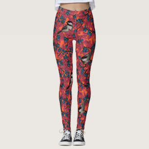 Leggings Poulet sur les branches de bleuets sur l'orange