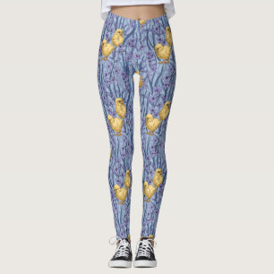 Leggings Poulets et hyacinthes bleu ciel