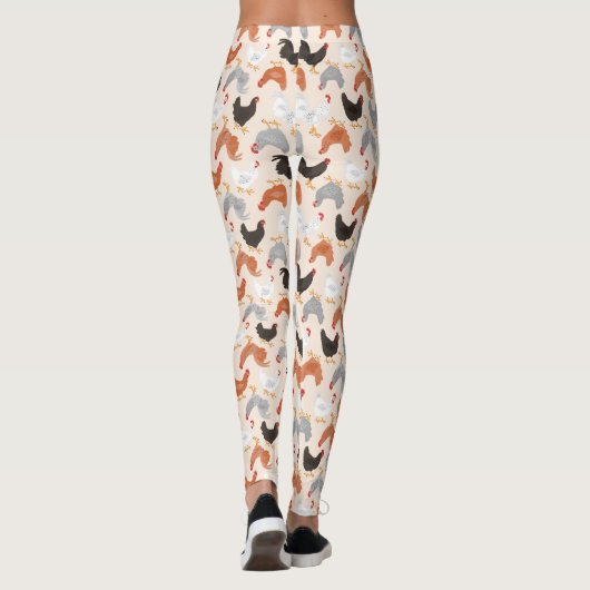 Leggings Poulets mignons sur le beige léger (Dos)