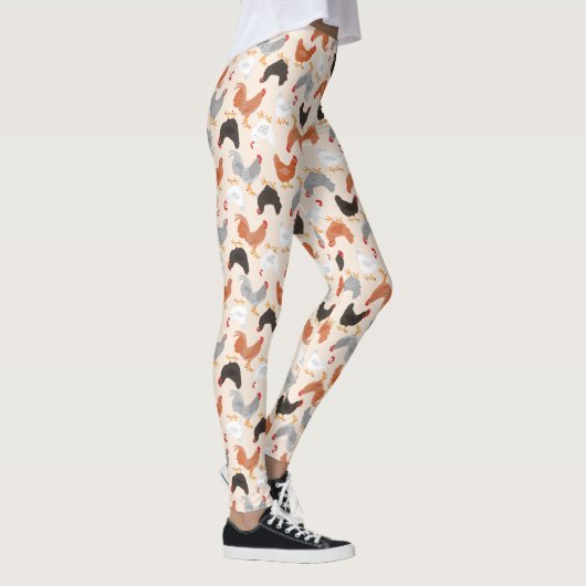 Leggings Poulets mignons sur le beige léger (Droite)
