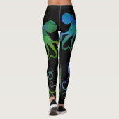 Leggings Poulpe 6 bleu/vert sur le noir - guêtres (Dos)